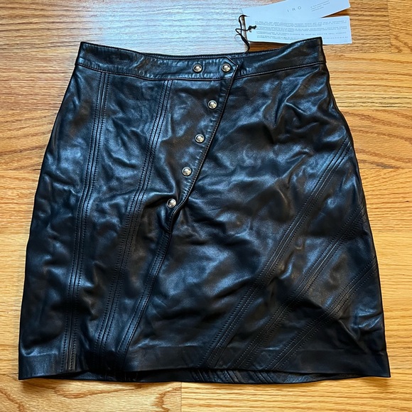 IRO Paris black lamb leather unga skirt size FR 34